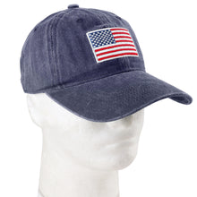 Load image into Gallery viewer, USA Flag Embroidered Baseball Cap - Navy