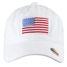 Load image into Gallery viewer, USA Flag Embroidered Baseball Cap - White
