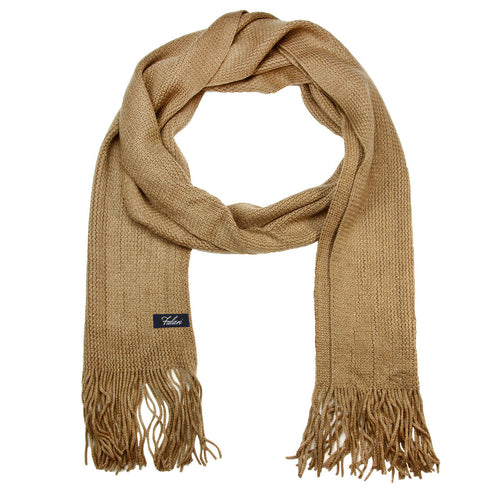 Men Solid Knitted Winter Scarf - Beige